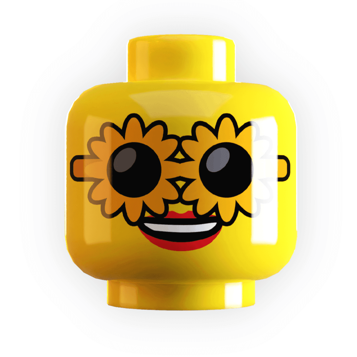 Sunflower Sunglasses on Minifig Head made using LEGO part - Yellow Flesh