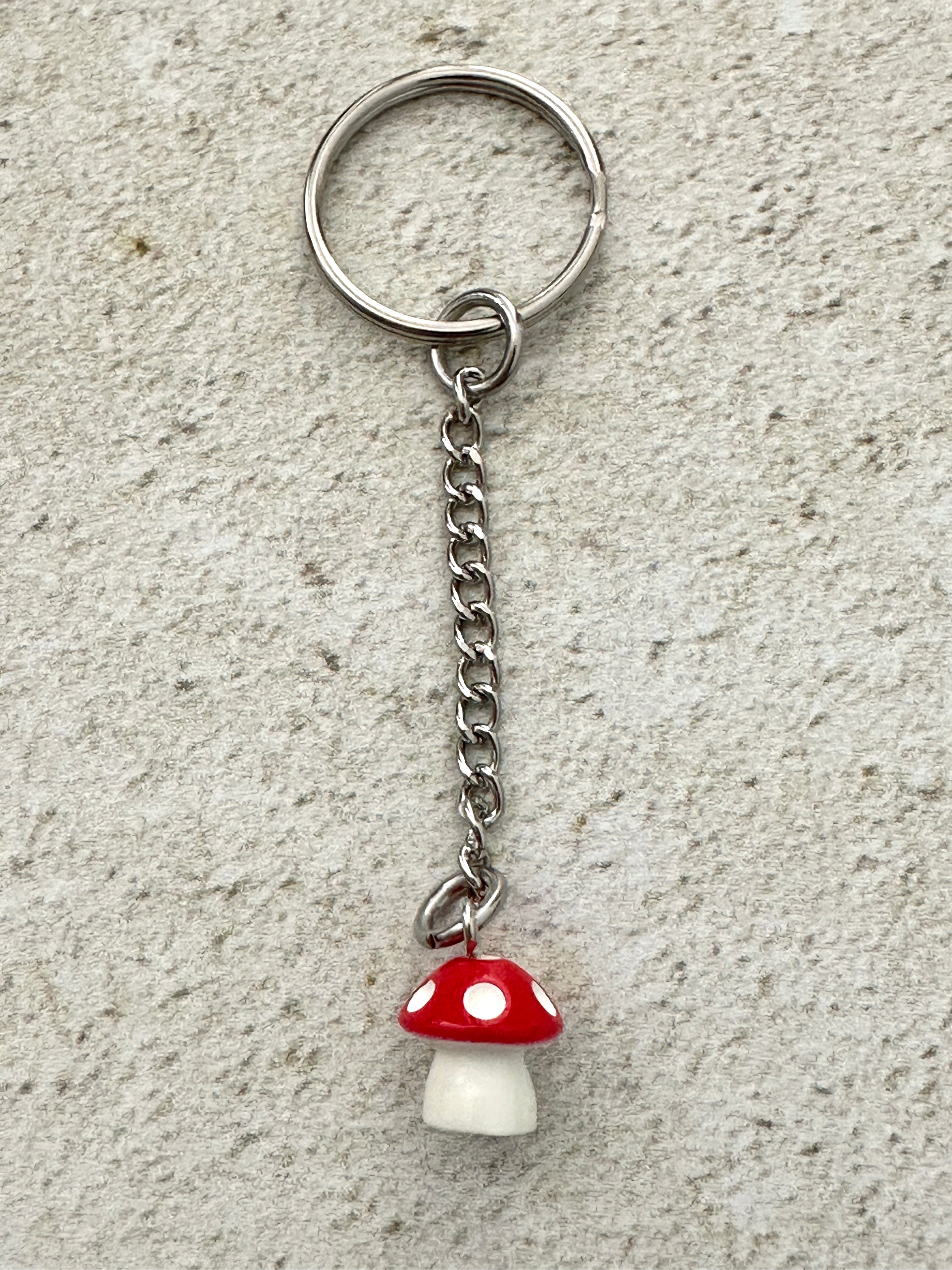 Red Mushroom Cottagecore Zipper Pull Bag Charm Keychain