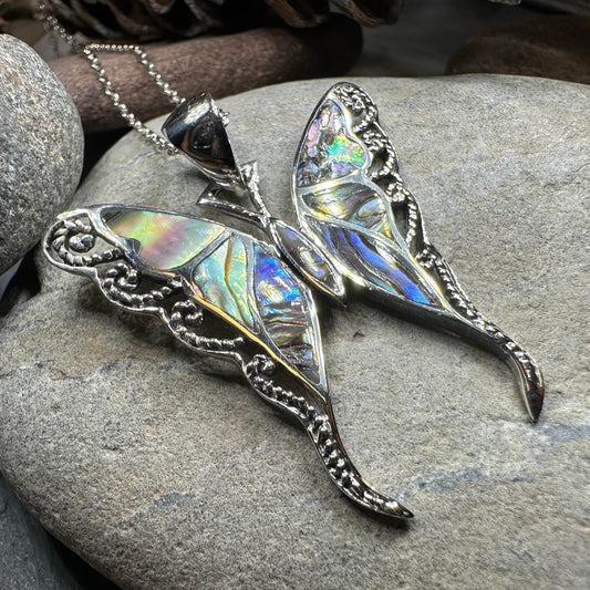 Whitney Butterfly Necklace - blue abalone shell