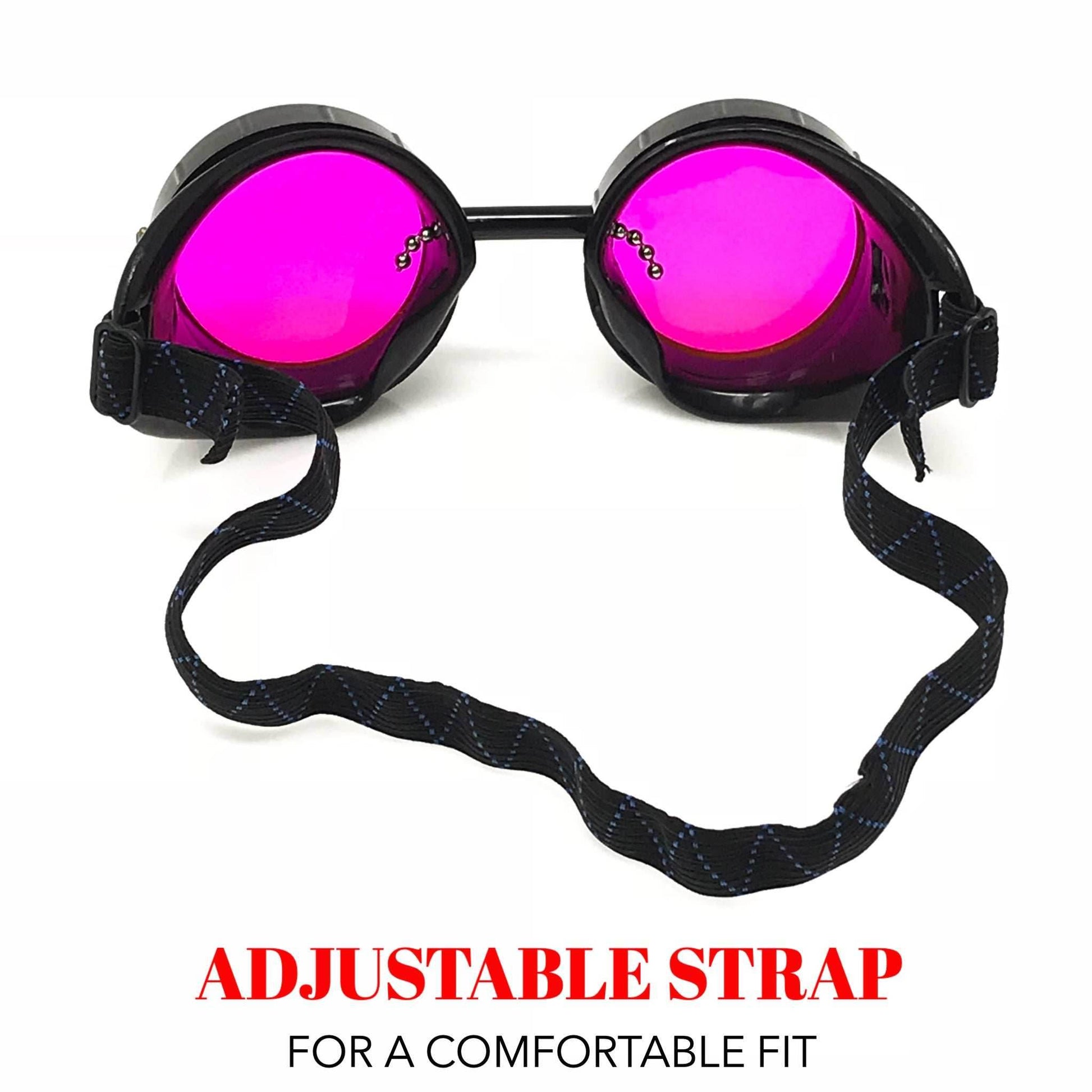Steampunk Mad scientist goggles UV glow neon rave lenses - pink
