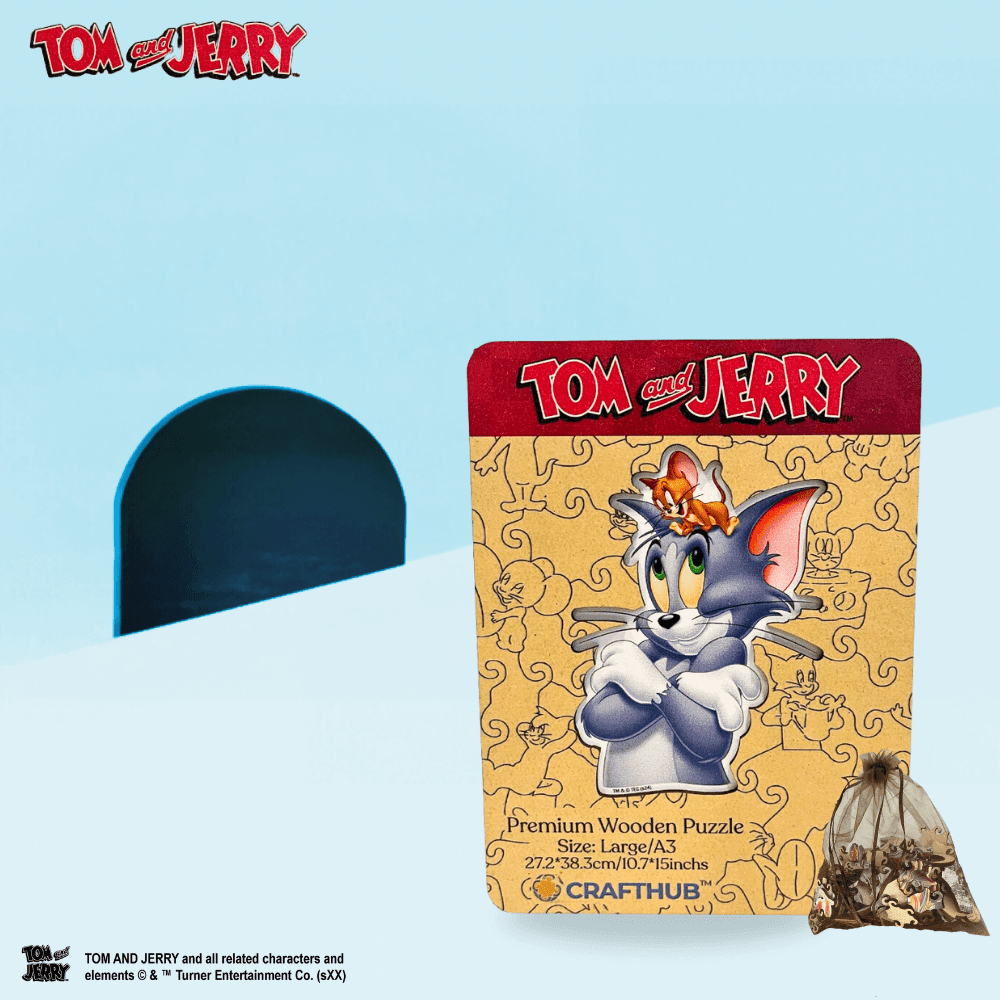 Tom & Jerry United Wooden Jigsaw Puzzle - A4 + Wooden Gift Box