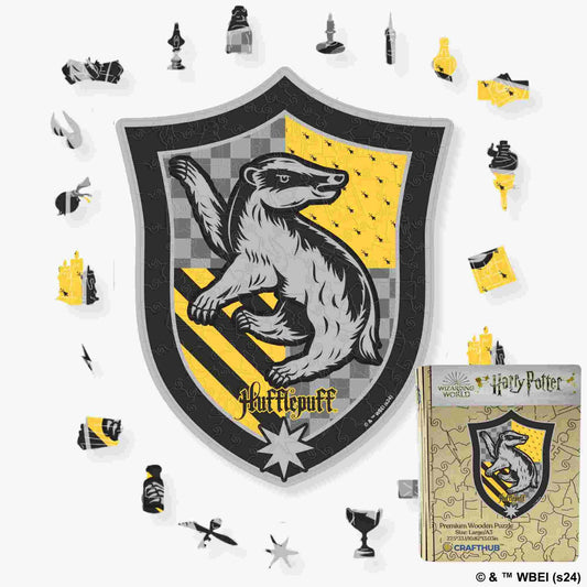 Harry Potter - Hufflepuff Crest - House Prides Wooden Jigsaw Puzzle - A4 + Wooden Gift Box