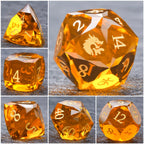 Bear Dice DND Multi-Sided Engraved Glass Gemstone Dice Set