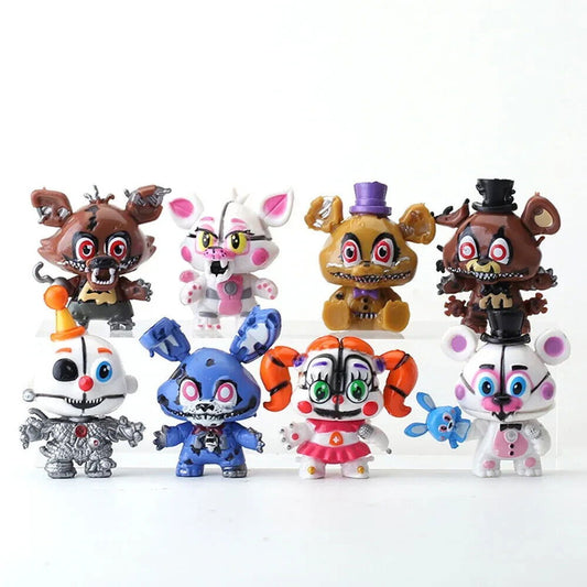 8 PCs Set Freddy Figures, Five Nights At Freddy's FNAF Horror Gaming Figurines