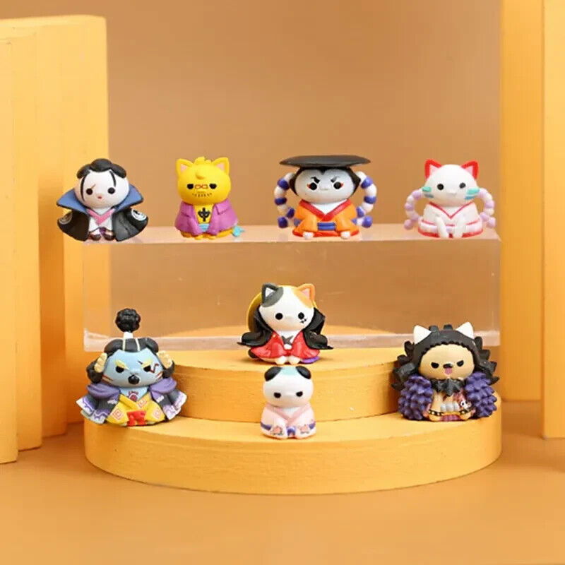 8 Pcs Set One Piece Wano Figure, Kaido Jimbe Oden Kawaii Figurine, Anime 1.5 in