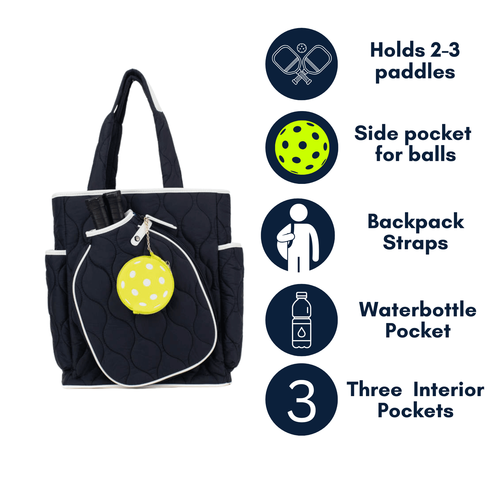 Fifth Ave Pickleball Convertible Tote Bag/Backpack - Admiral Navy