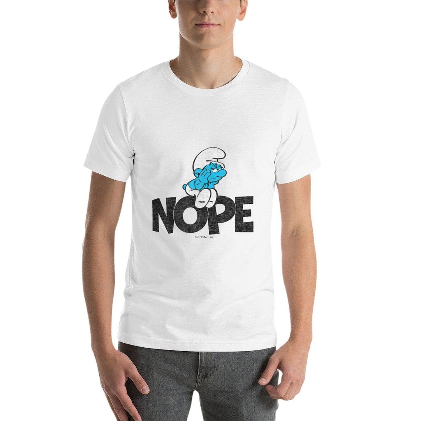 The Smurfs - Grouchy Smurf Nope  Heathered Texture T-Shirt