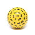 "Yellow" Single 100 Sided Polyhedral Dice (D100) | Solid Yellow Color (45mm) Black