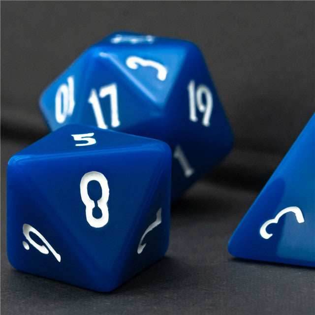 Dark Blue Homage 7-Dice Set w/Blue Numbers Minimalist - 
