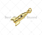Gold Filled CZ Micro Pave Rocket Shape Pendant, 18K Gold Filled Rocket Charm, Necklace Bracelet Charm Pendant, 8x21mm, Sku#Y449