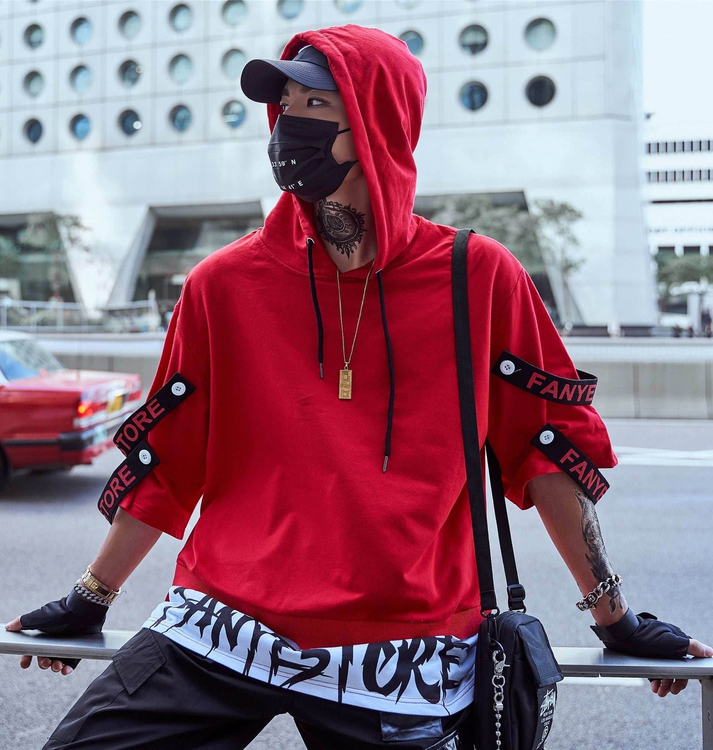 Red Solo Movement Short Sleeves Hoodie - Red / S