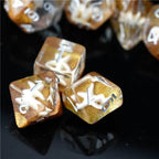 White Starfish Dice on Gold 7-Dice Set Resin Dungeons and Dragons Dice - 