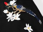 7046 Flowers Embroidery Joggers - Black / S