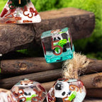 Bamboo Panda on Blue Glitter 7-Dice Set w/Copper Numbers Dnd Dice Set - 
