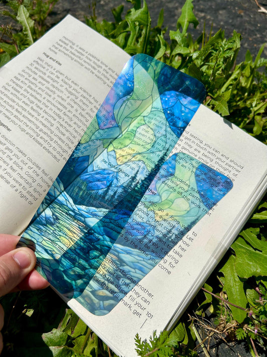 Northern Lights Bookmark - Handmade Aurora Borealis Art, Colorful Stained Glass Page Marker
