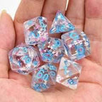 Pink/ White Glitter Stars Dice Series w/Blue 7-Dice Set - 