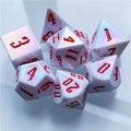 Peppermint White Colorful DND Dice (White&Red) 7-Dice - 