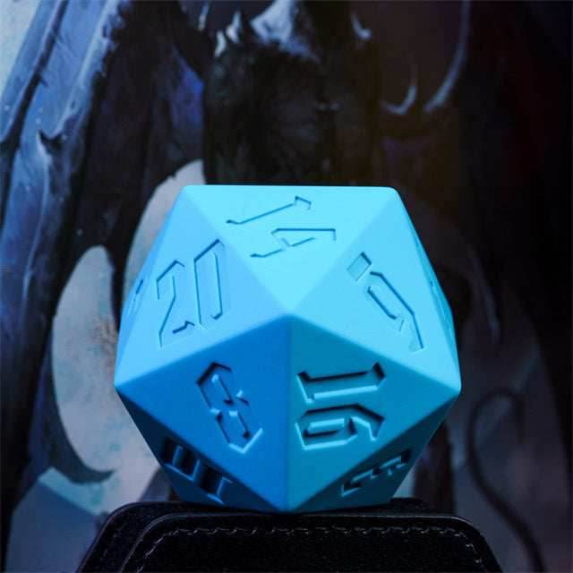 Large Blue Silicone d20 Dice 55mm | RPG Dice Novelty Piece - 