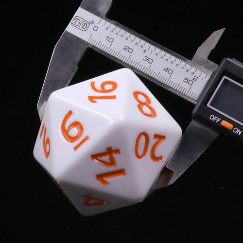 55mm Titan d20 (White with Orange) Huge d20 for DND RPG - 
