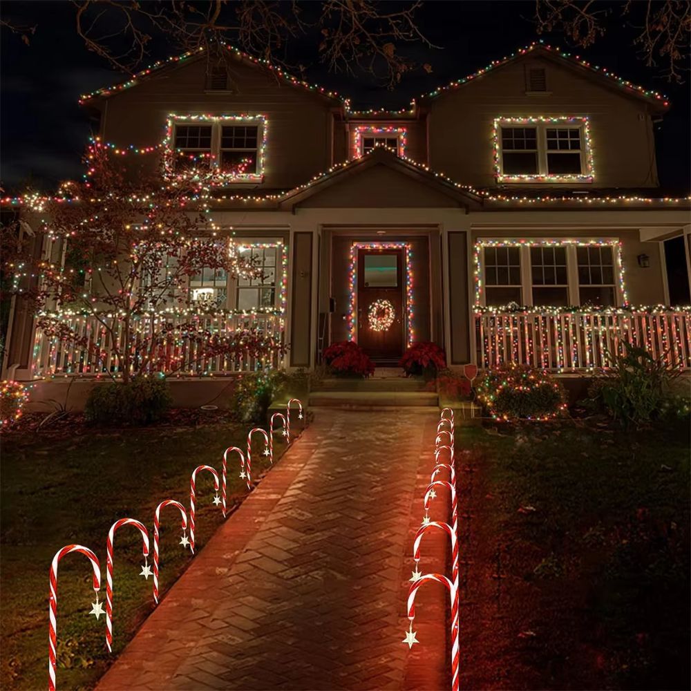 8PCS Solar Candy Cane Lights Waterproof and Versatile for Christmas, Garden and Lawn Decor