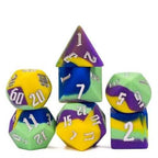 16mm Silicone RPG Dice Set - Regal Mardi Gras Masquerade
