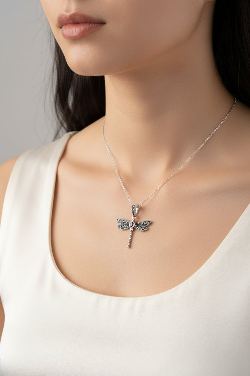 Triple Spiral Dragonfly Necklace