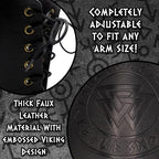 Adult Faux Leather Cuff Bracelet Embossed Black Viking Arm Guards Costume Accessories