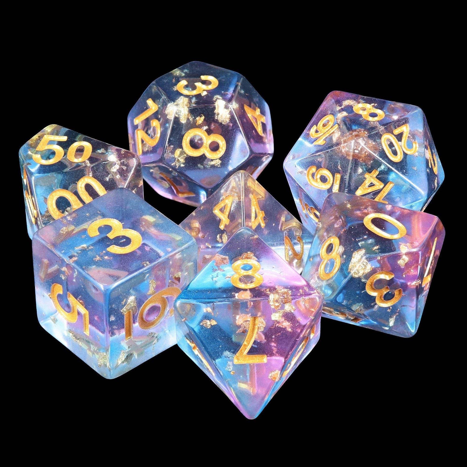 Scattered Stars 7-Dice Set Resin Dungeons and Dragons Dice Sharp Edge - 