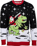 Santa Claus Riding T-Rex on Moon Pixelated - S