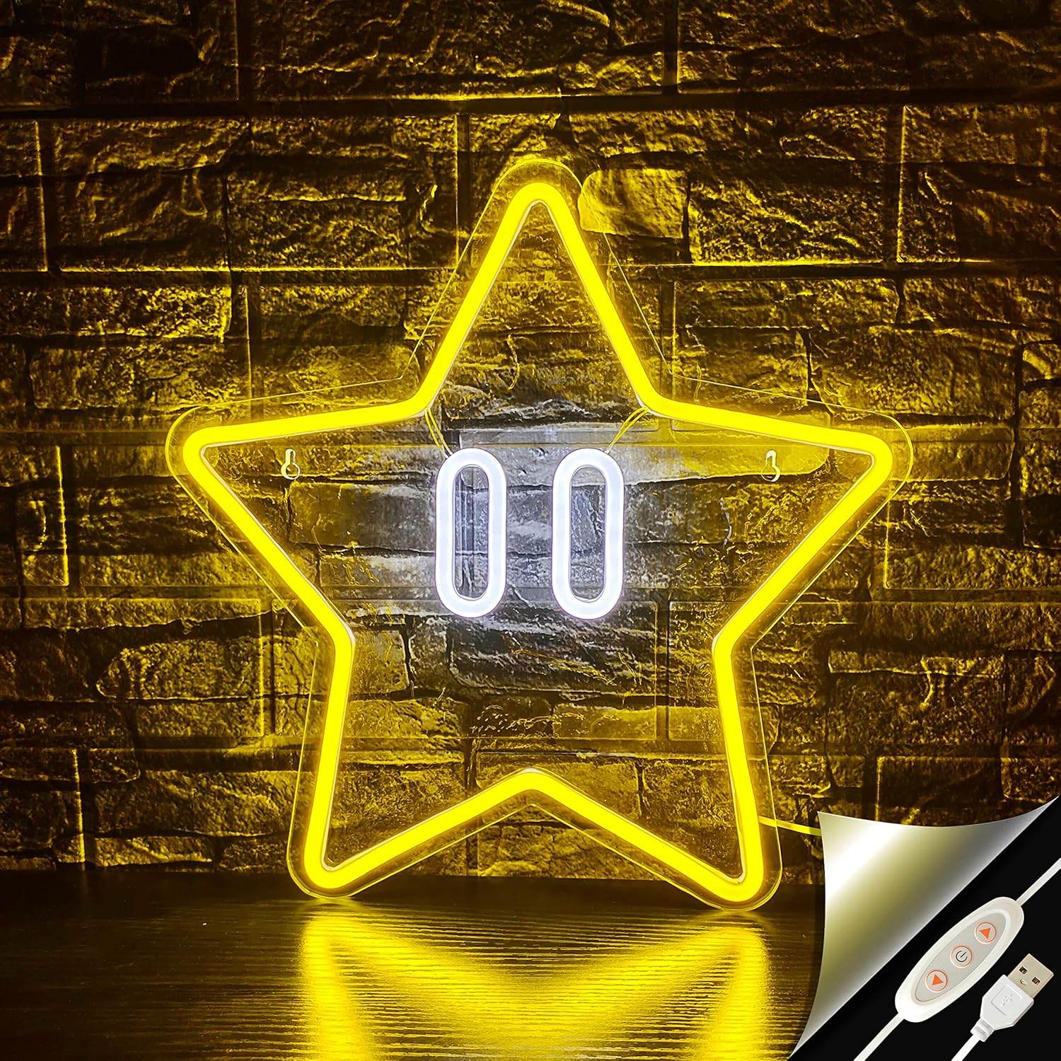 Star Neon Sign, Gaming Neon Sign for Game Room Decor, Man Cave, Kids Room,Super Star Gaming Wall Decor Gamer Gifts for Boys, Kids - 