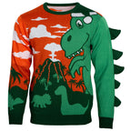 3D T-Rex Santa Hat Light UP Sweater