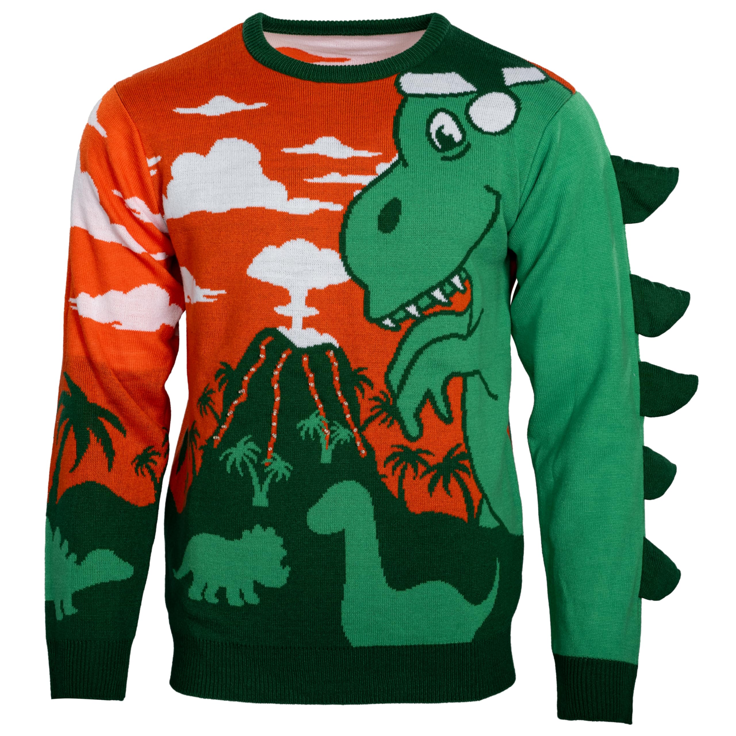 3D T-Rex Santa Hat Light UP Sweater