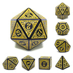 Yellow Magic Flame 7-Dice Set DND RPG Dice Black w/Color Fill - 