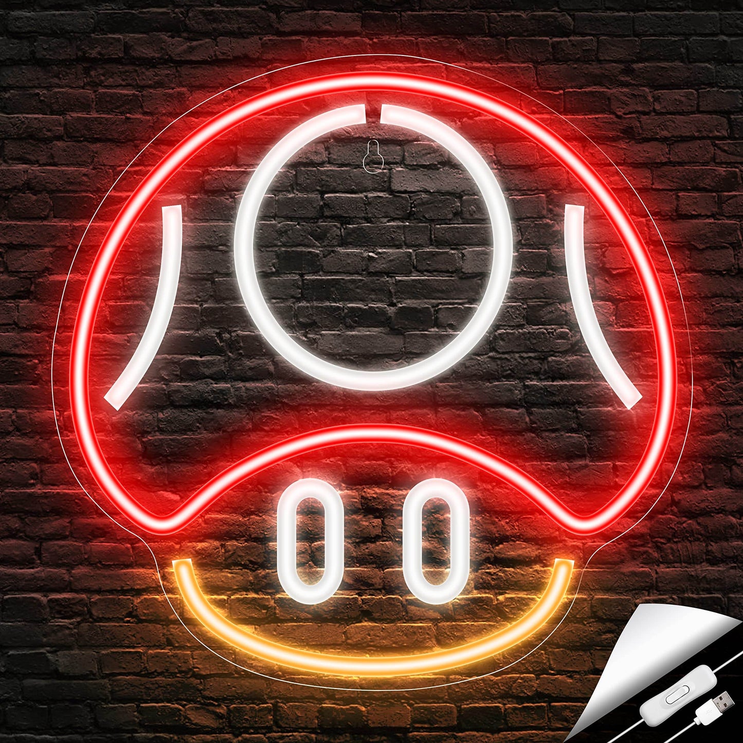 Gaming Neon Sign - LED Neon Light for Game Room Decoration | Teen Gamer Gift - Mushroom1_Red