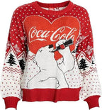 Coca Cola Heart Polar Bear Drinking Sweater - S