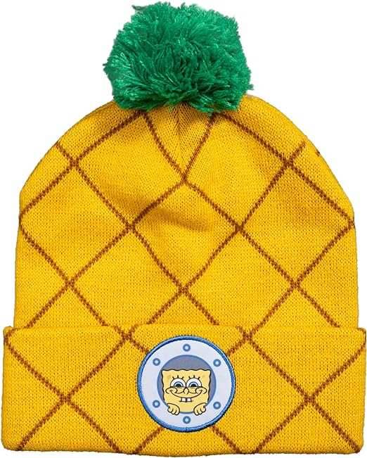 Spongebob Squarepants Pineapple Pom Cuffed Beanie Hat - 