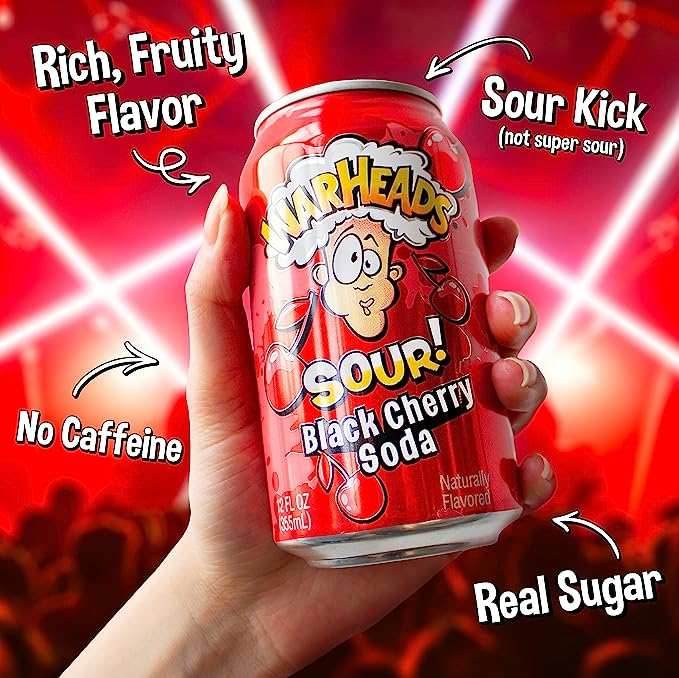 Warheads Sour Black Cherry Soda (355ml) - 