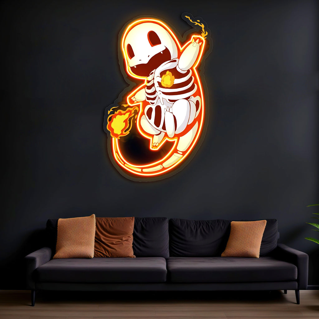 Charmander Plexiglass Neon Art, Pokemon Neon Sign, Neon Light Sign, Neon Wall Art