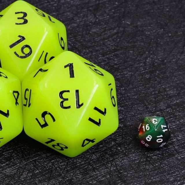 55mm Titan d20 (Glow Green) Glow in the Dark Huge d20 for DND RPG - 
