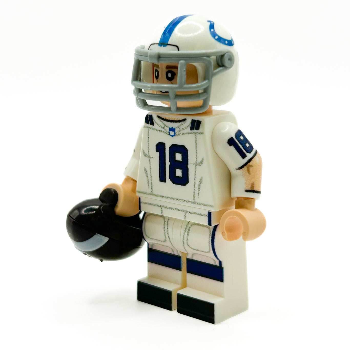 #18 QB Indy Football Player Minifig made using LEGO parts - B3 Customs - 