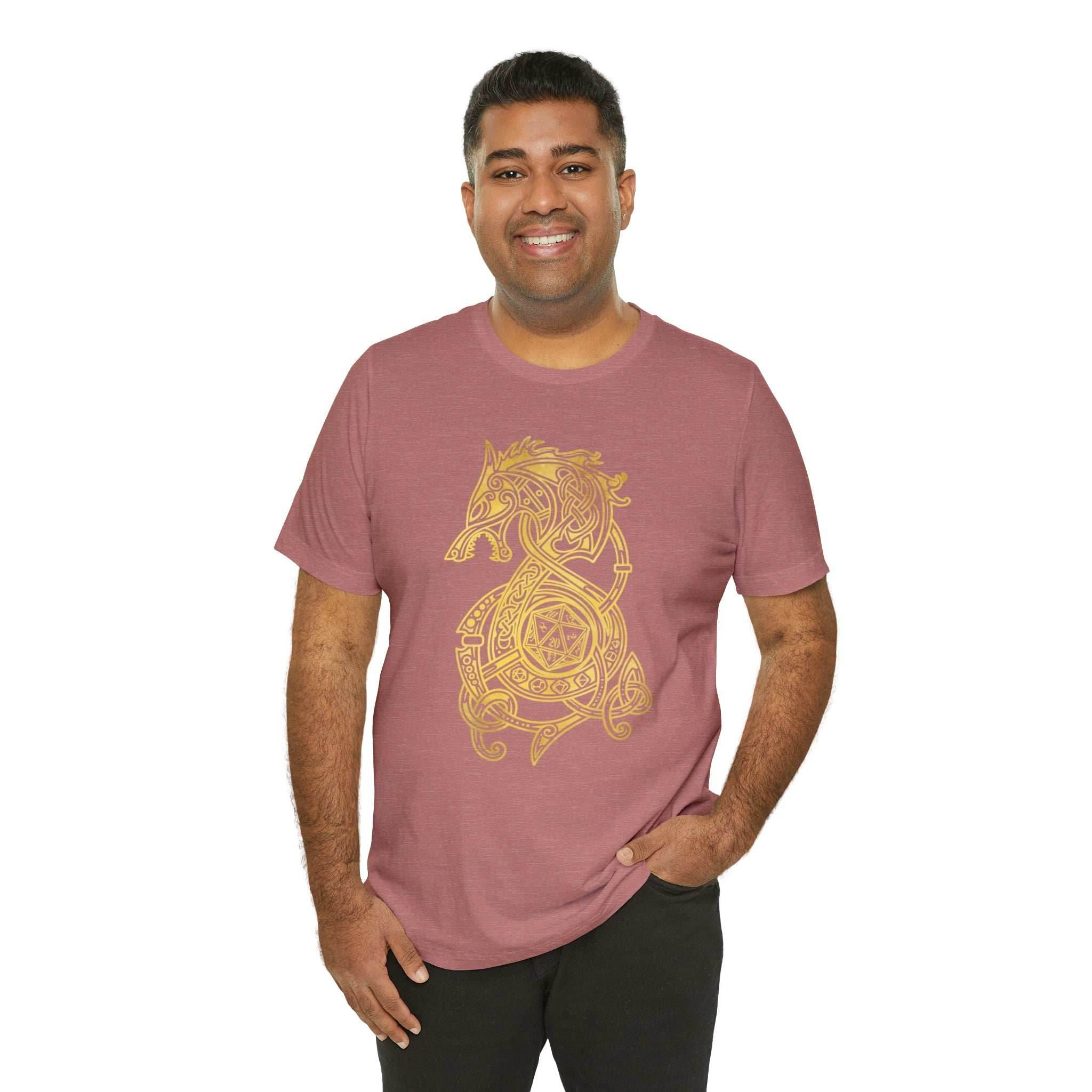 Golden Celtic Dice Dragon Shirt - Army / S