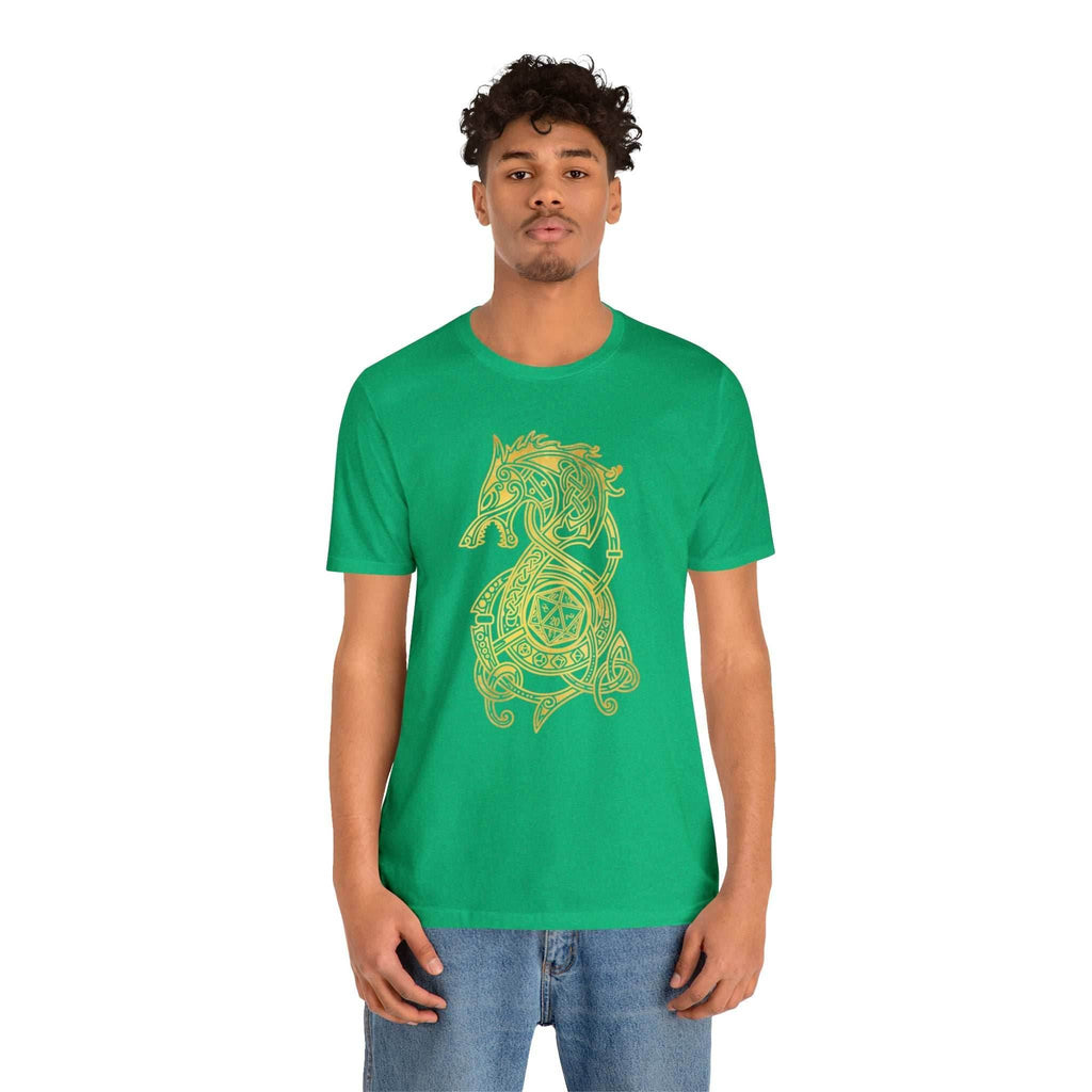 Golden Celtic Dice Dragon Shirt - Army / S