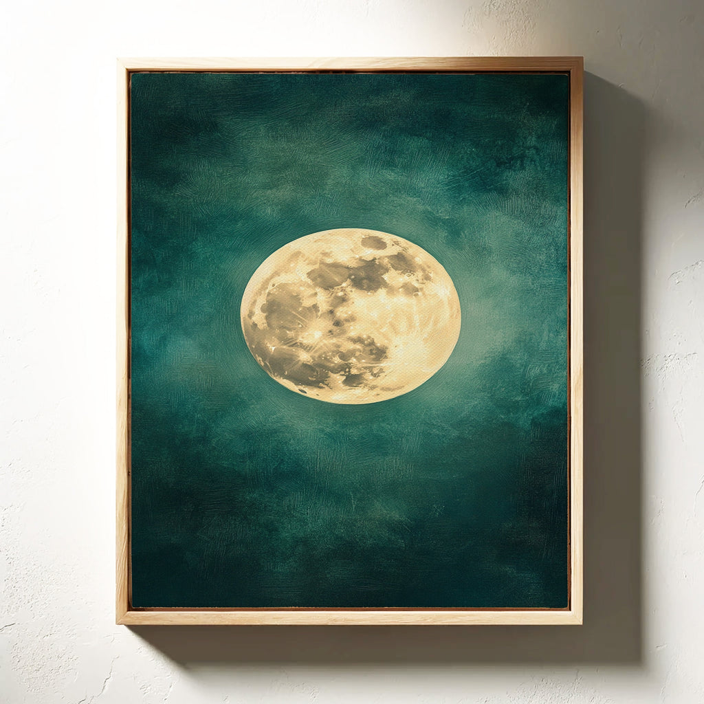 Full Moon Rising in Emerald Sky