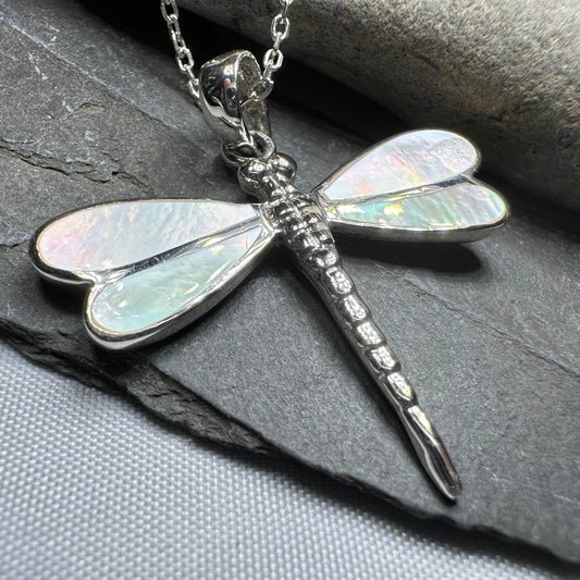 Shimmering Dragonfly Necklace - mother of pearl