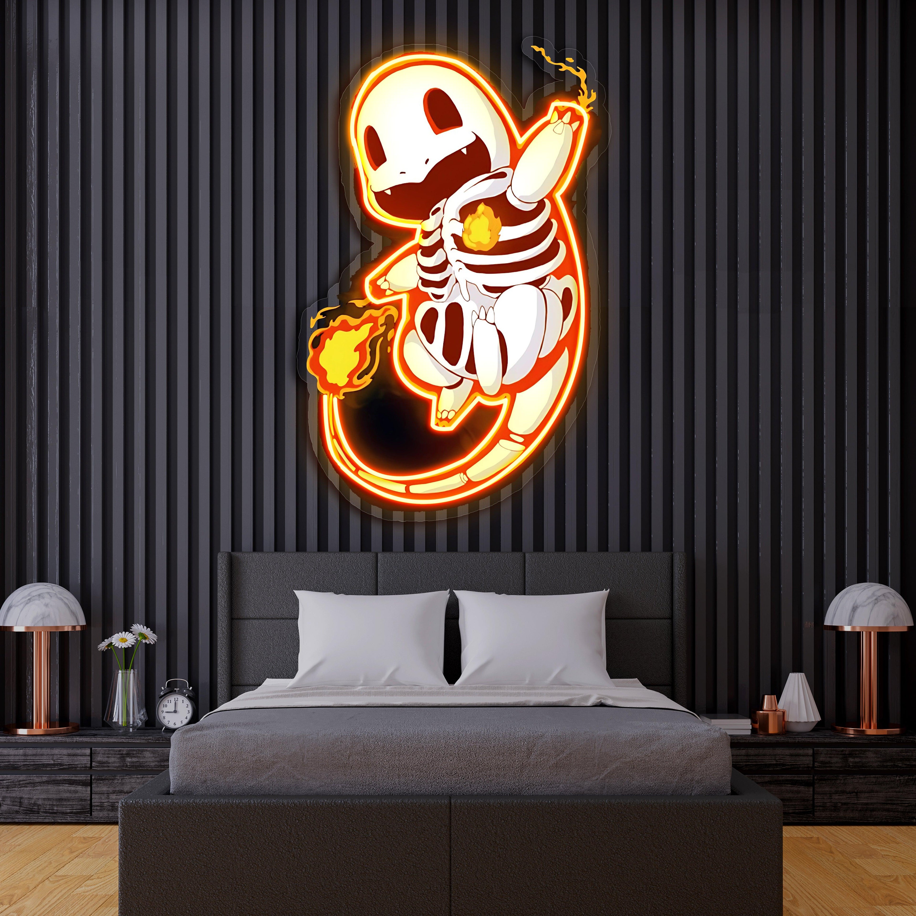 Charmander Plexiglass Neon Art, Pokemon Neon Sign, Neon Light Sign, Neon Wall Art