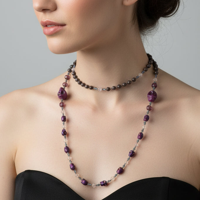 Purple Magic Long Beaded Necklace
