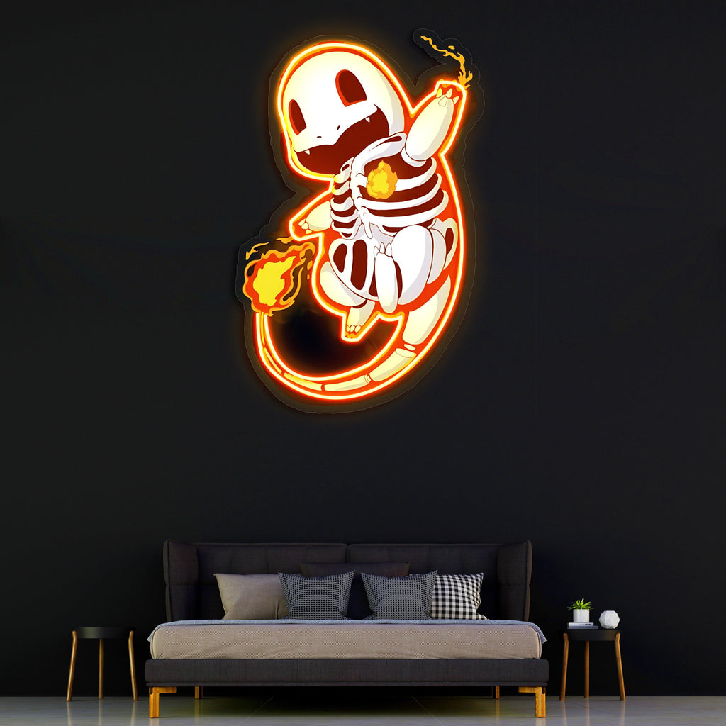 Charmander Plexiglass Neon Art, Pokemon Neon Sign, Neon Light Sign, Neon Wall Art