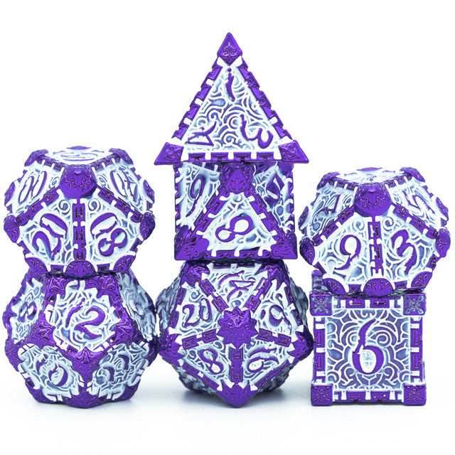 Purple and White Metal Dice（Dagger of Venom）7-Dice Udixi RPG - 