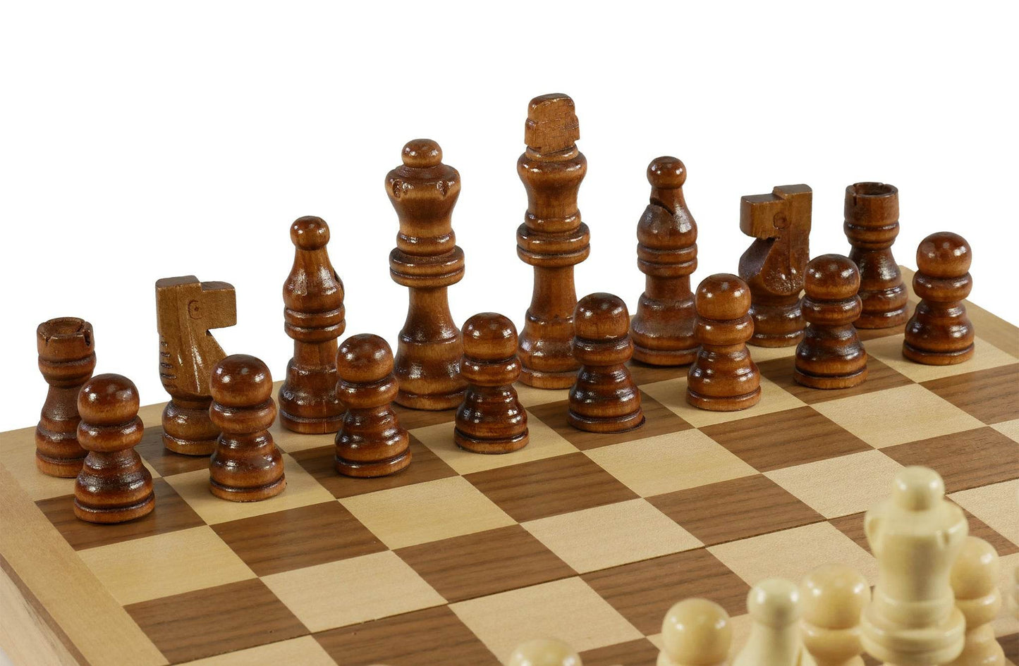 Chess Set - 10.5" Wood Folding Chess Set, Unweighted Wood Chessmen - 95105