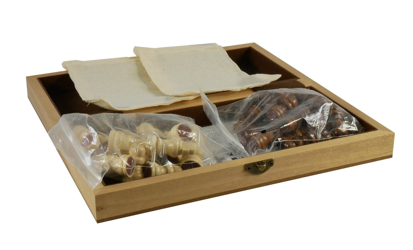 Chess Set - 10.5" Wood Folding Chess Set, Unweighted Wood Chessmen - 95105